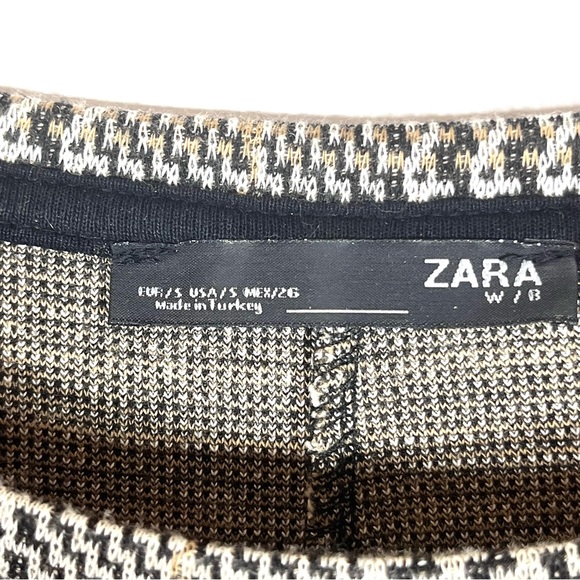 Zara Houndstooth Embroidered Sequined Shift Dress Size Small - Picture 5 of 5